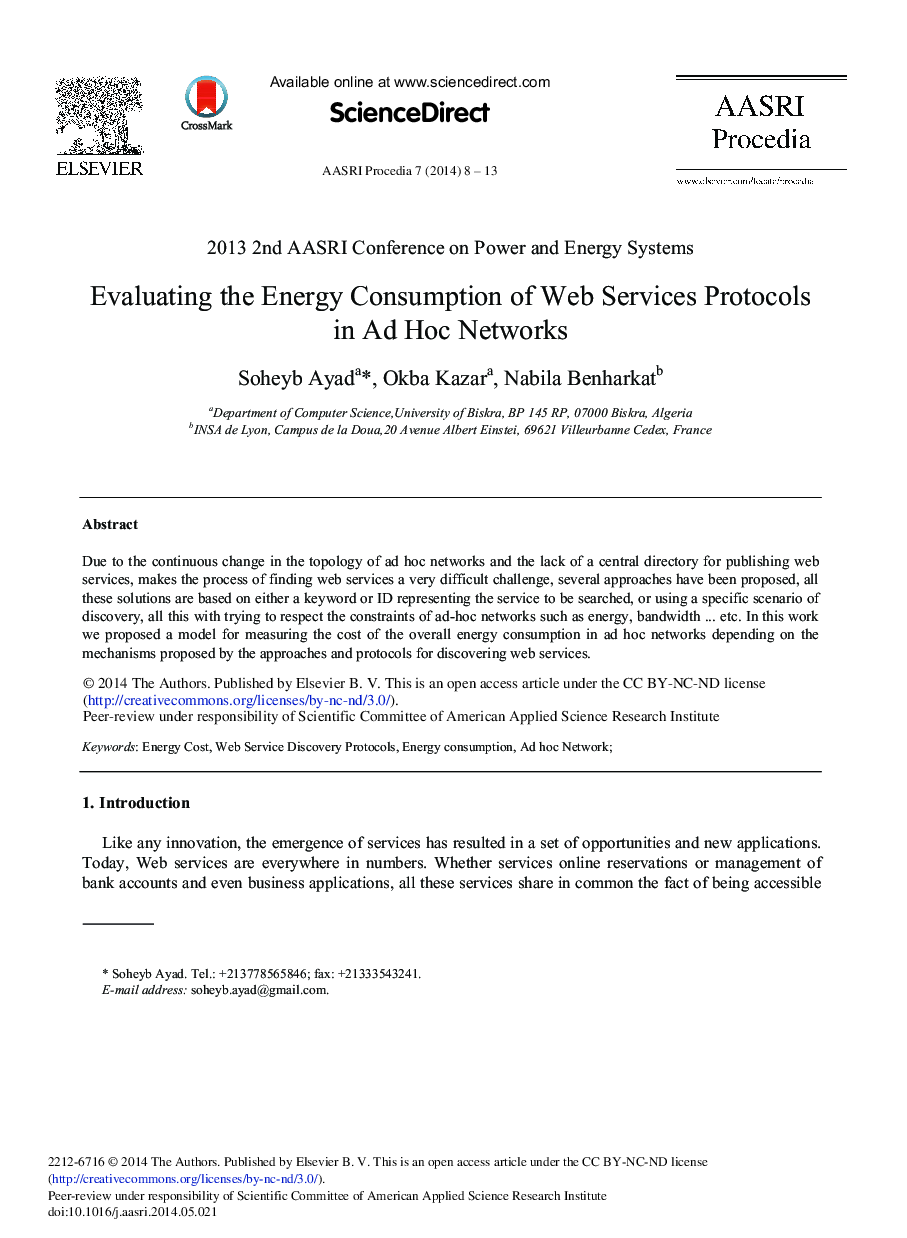 Evaluating the Energy Consumption of Web Services Protocols in Ad Hoc Networks 