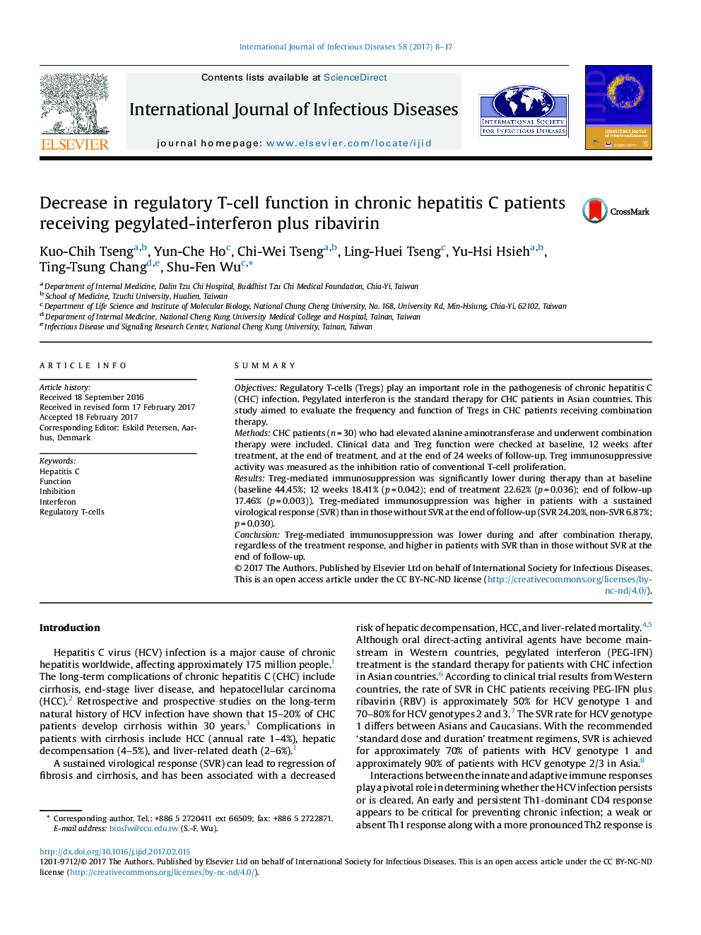 Decrease in regulatory T-cell function in chronic hepatitis C patients receiving pegylated-interferon plus ribavirin