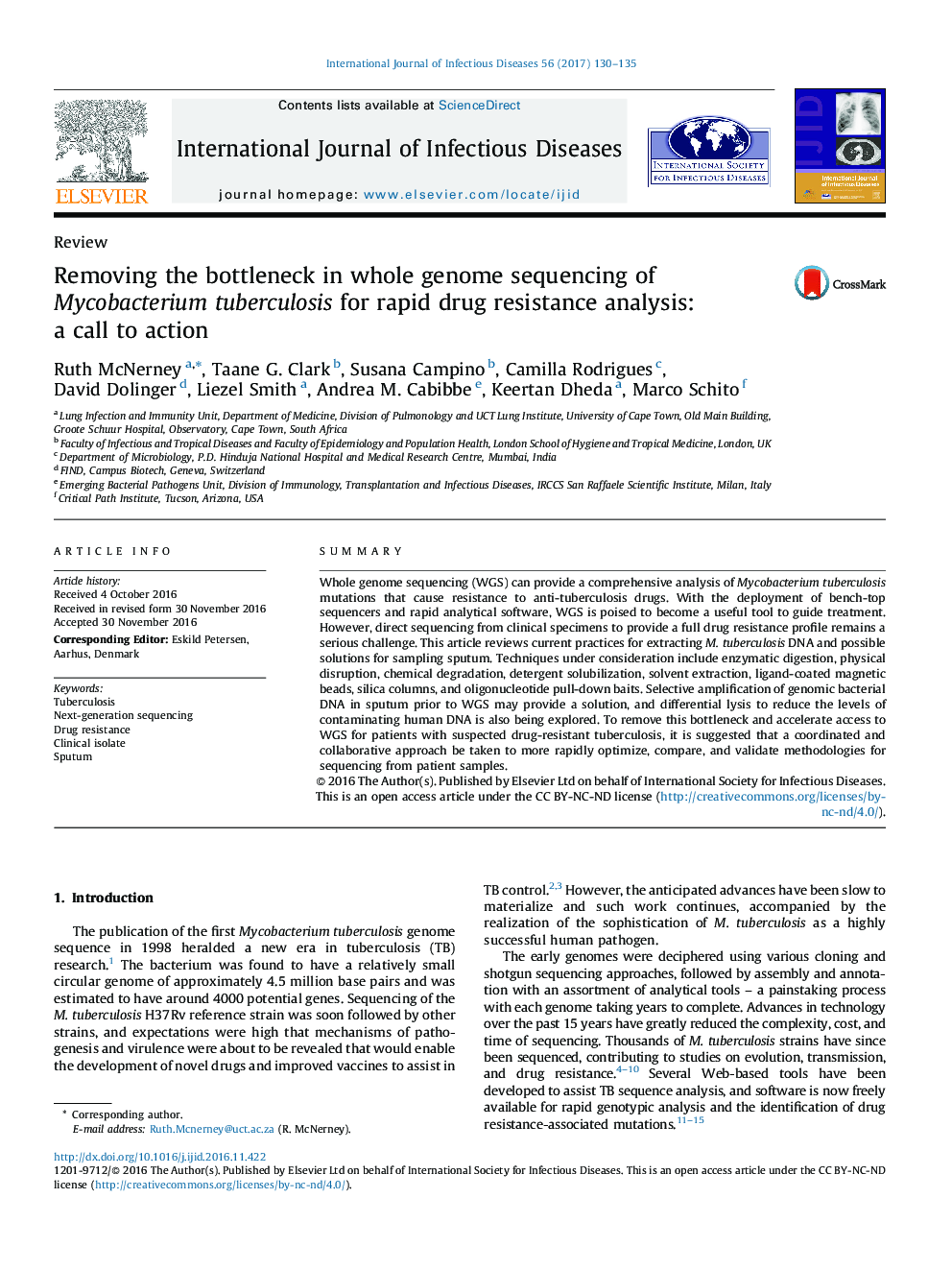 Removing the bottleneck in whole genome sequencing of Mycobacterium tuberculosis for rapid drug resistance analysis: a call to action