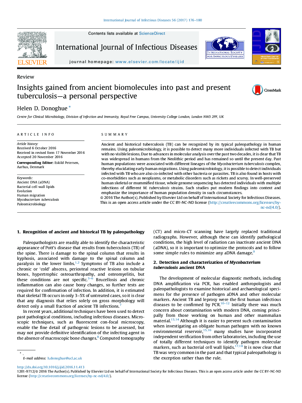 Insights gained from ancient biomolecules into past and present tuberculosis-a personal perspective