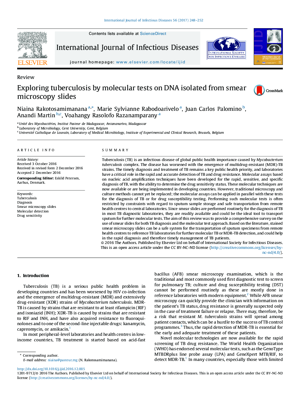 Exploring tuberculosis by molecular tests on DNA isolated from smear microscopy slides