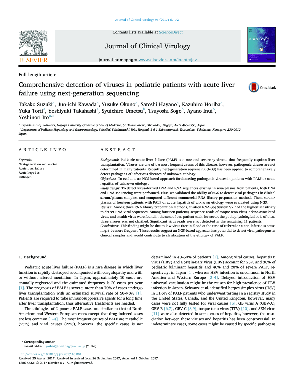 Comprehensive detection of viruses in pediatric patients with acute liver failure using next-generation sequencing