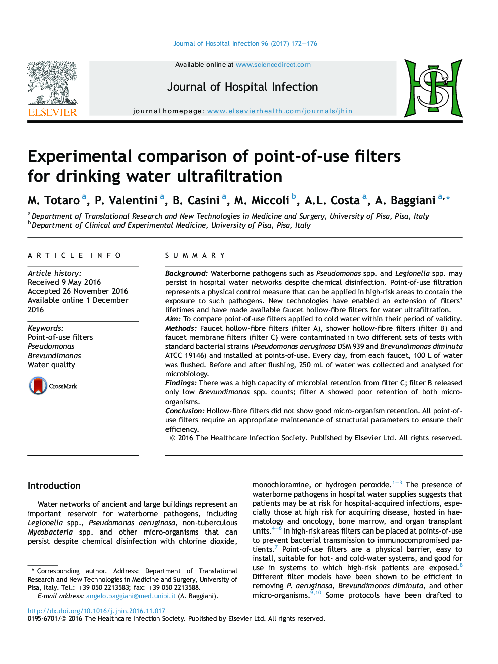 Experimental comparison of point-of-use filters forÂ drinking water ultrafiltration