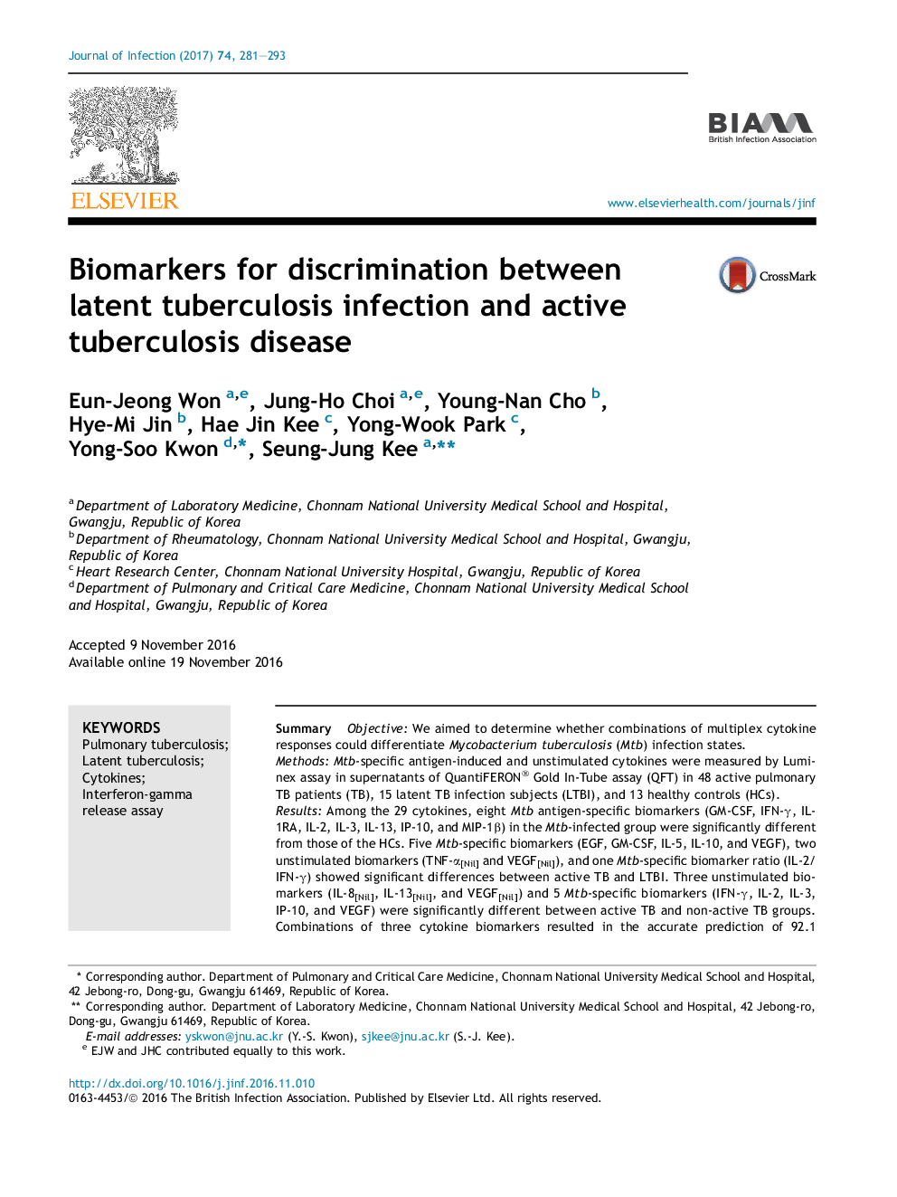 Biomarkers for discrimination between latent tuberculosis infection and active tuberculosis disease