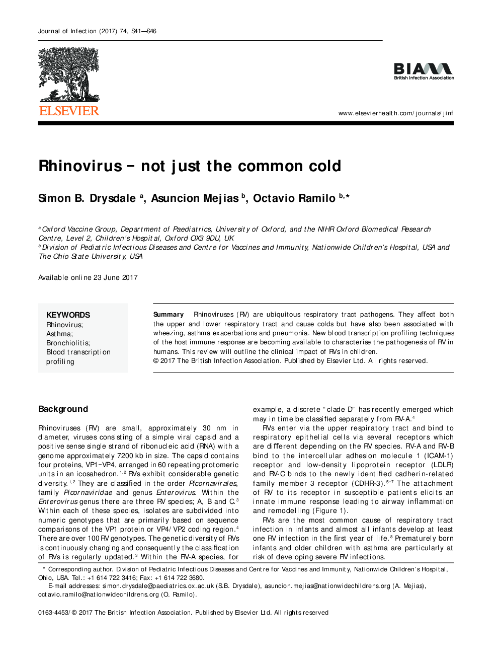 Rhinovirus - not just the common cold