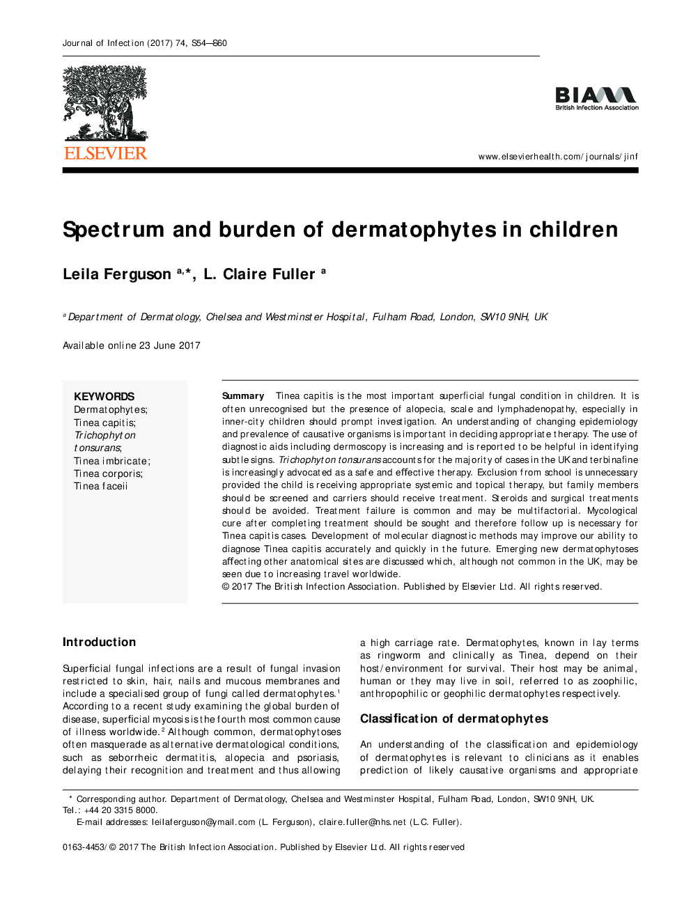 Spectrum and burden of dermatophytes in children