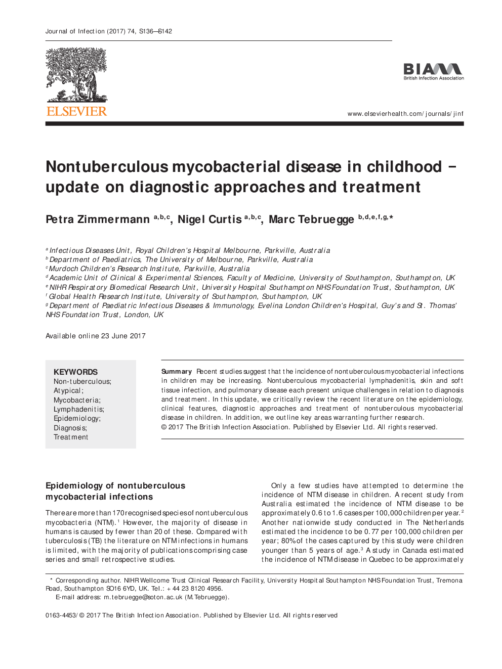 بیماری های میکوباکتریومی غیرطبیعی در دوران کودکی - به روز رسانی در مورد روش های تشخیصی و درمان 