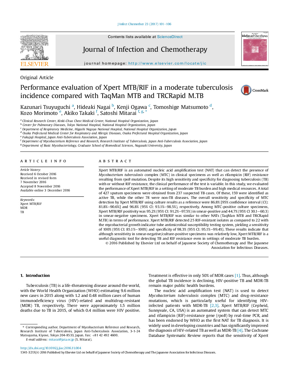 Performance evaluation of Xpert MTB/RIF in a moderate tuberculosis incidence compared with TaqMan MTB and TRCRapid M.TB