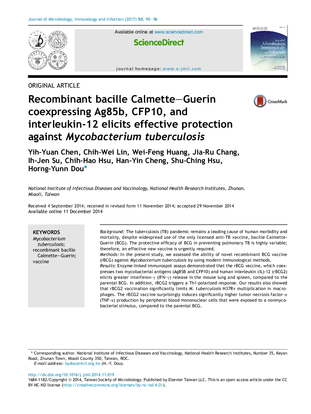 Recombinant bacille Calmette-Guerin coexpressing Ag85b, CFP10, and interleukin-12 elicits effective protection against Mycobacterium tuberculosis