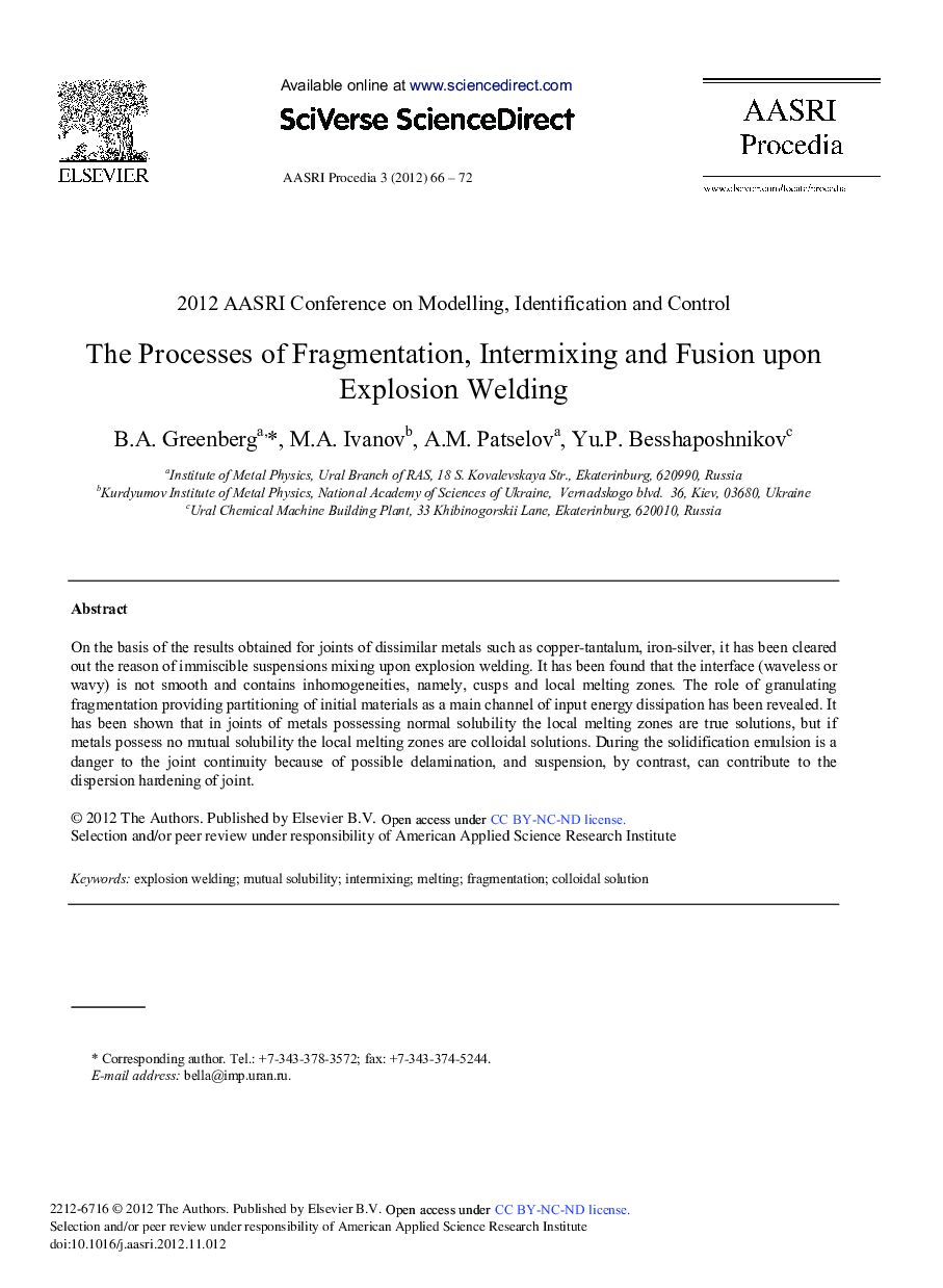 The Processes of Fragmentation, Intermixing and Fusion upon Explosion Welding 