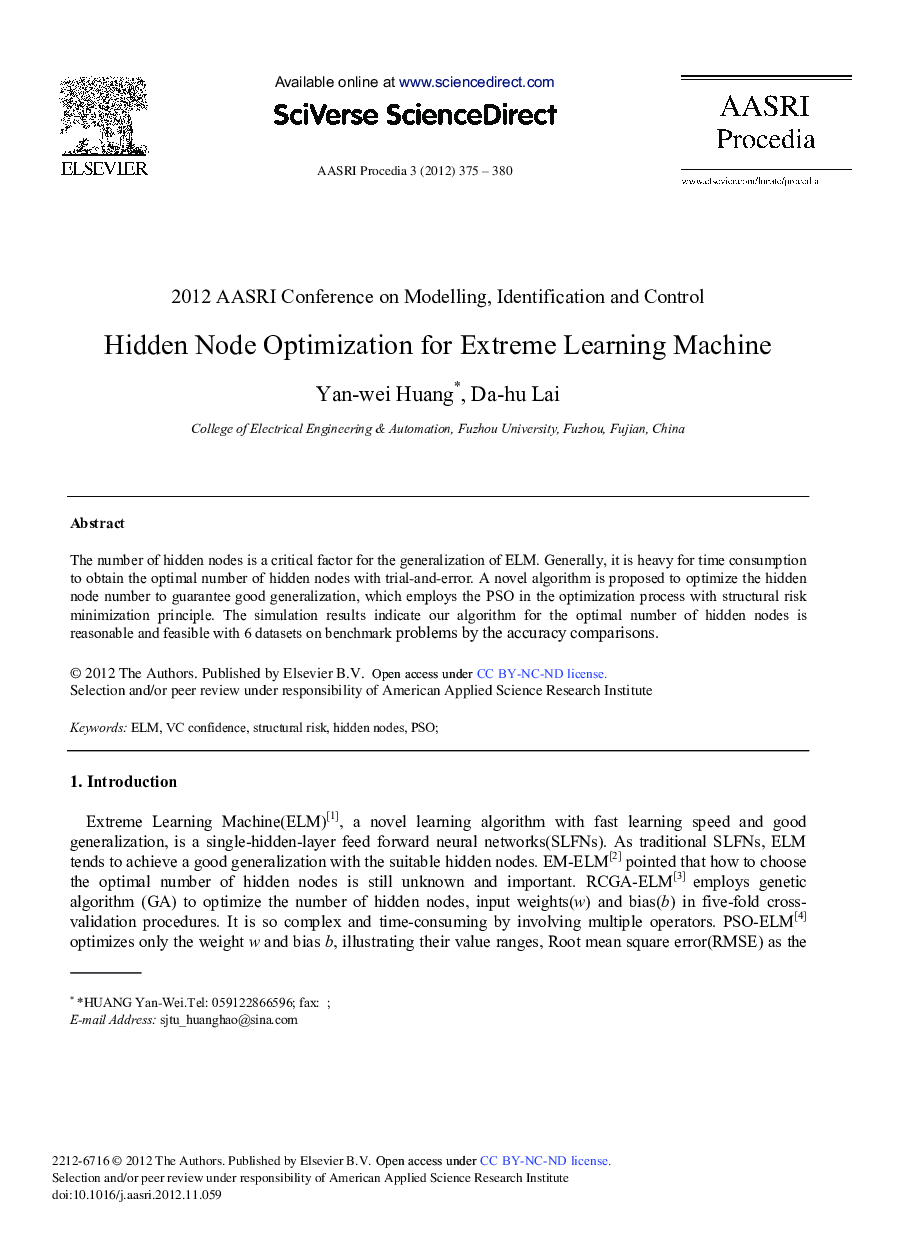 Hidden Node Optimization for Extreme Learning Machine 