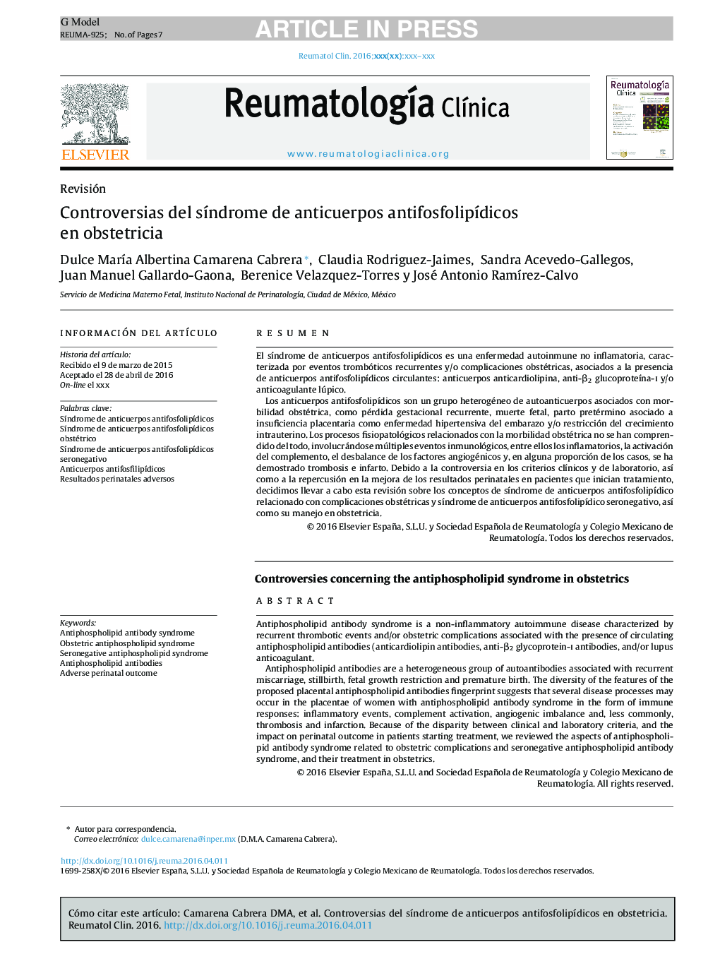 Controversias del sÃ­ndrome de anticuerpos antifosfolipÃ­dicos en obstetricia