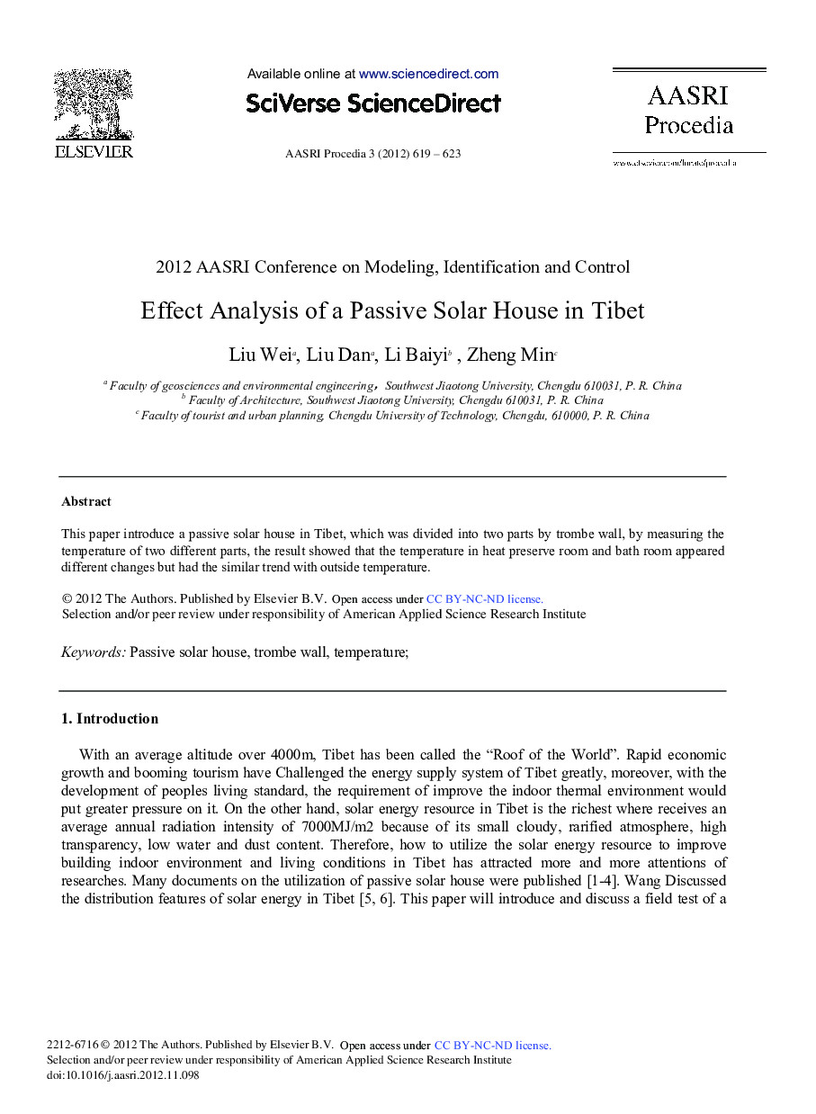 Effect Analysis of a Passive Solar House in Tibet 