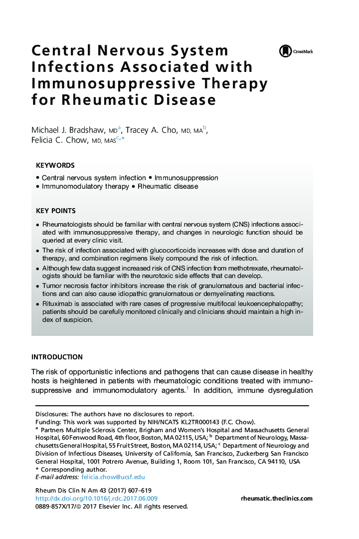 Central Nervous System Infections Associated with Immunosuppressive Therapy for Rheumatic Disease