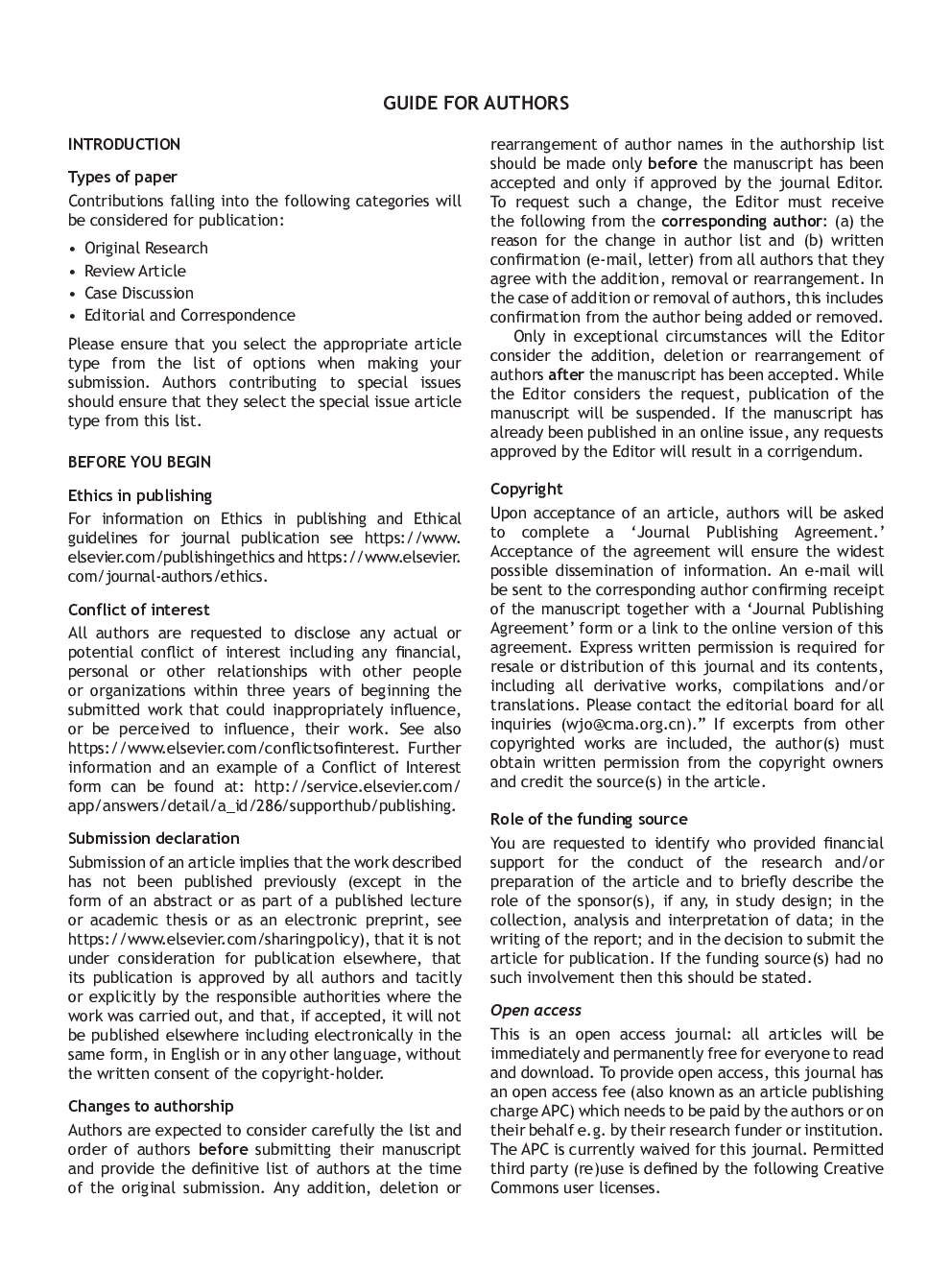 Guide for authors