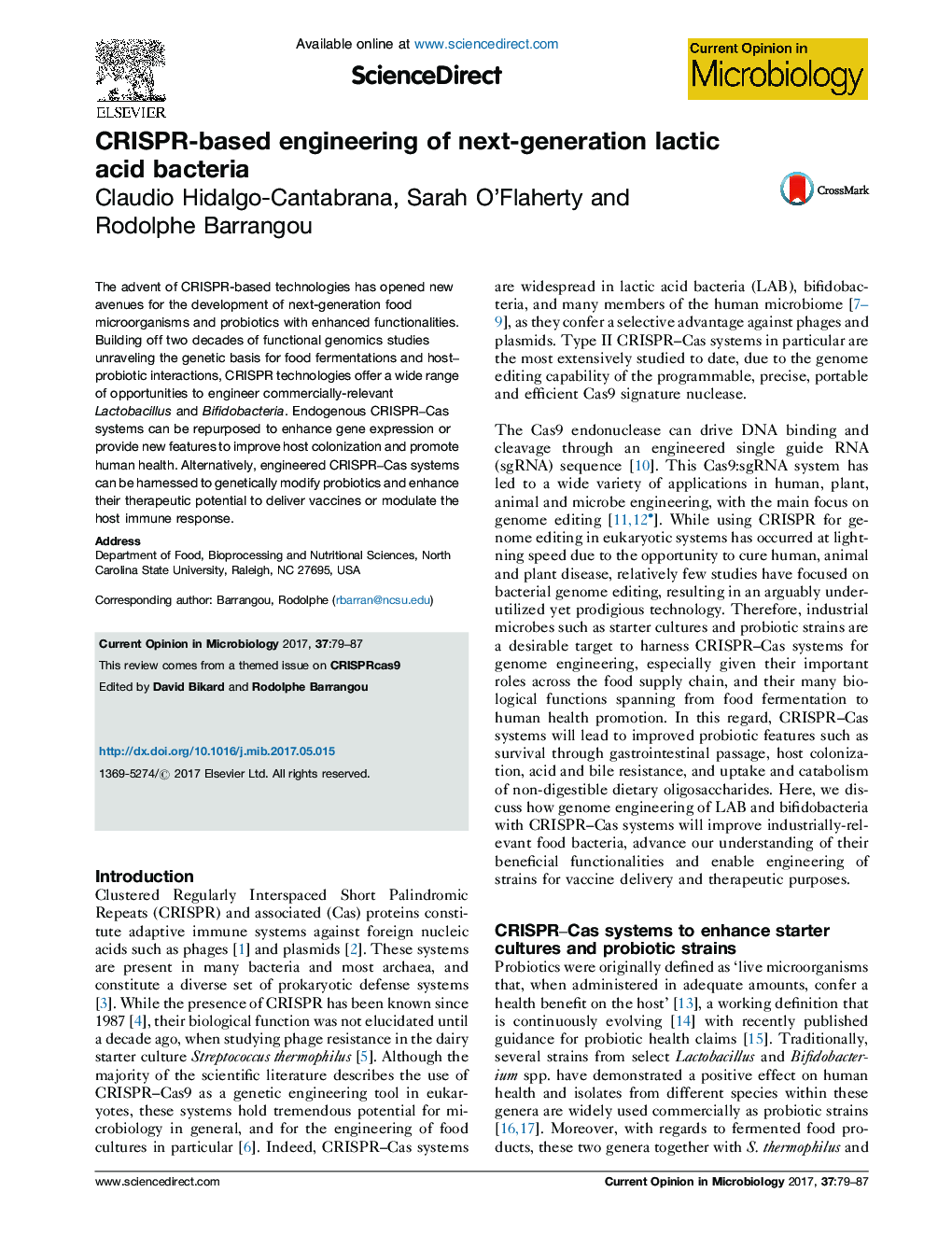 CRISPR-based engineering of next-generation lactic acid bacteria