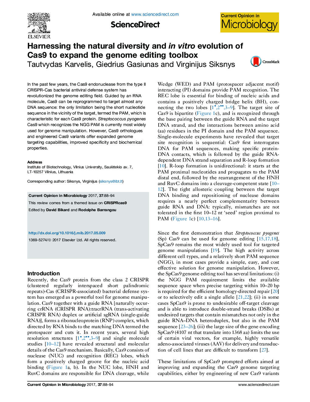 Harnessing the natural diversity and in vitro evolution of Cas9 to expand the genome editing toolbox