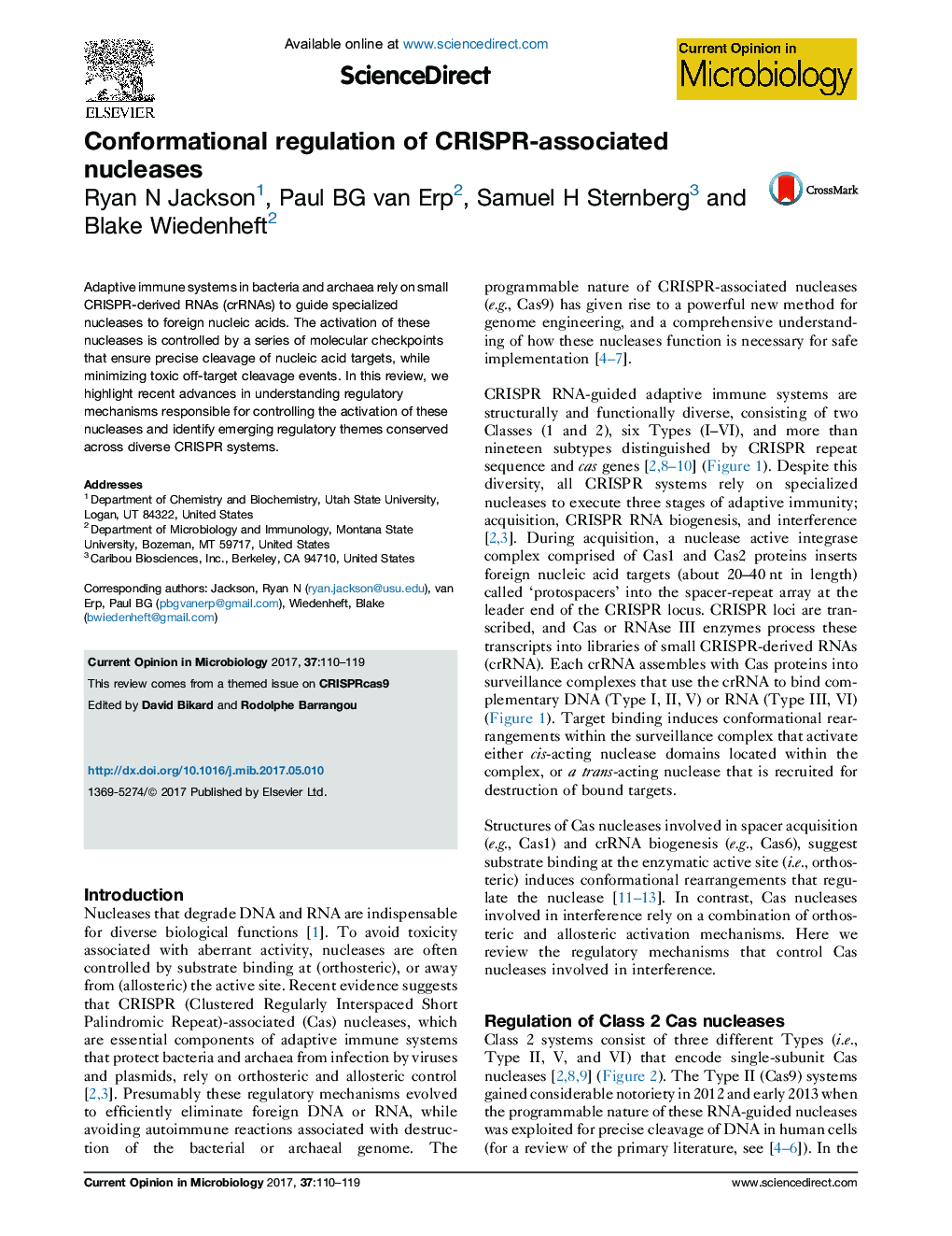 Conformational regulation of CRISPR-associated nucleases