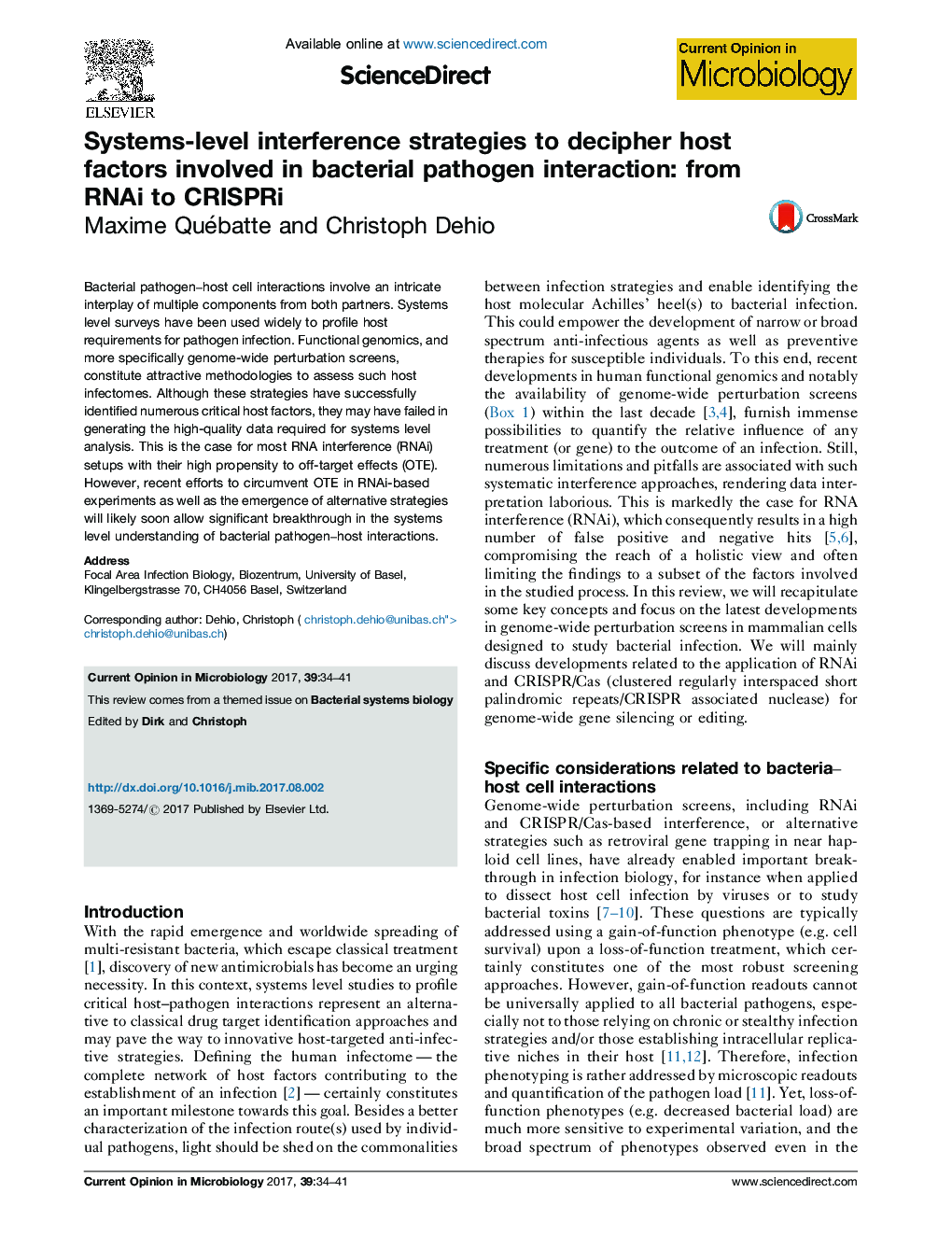 Systems-level interference strategies to decipher host factors involved in bacterial pathogen interaction: from RNAi to CRISPRi