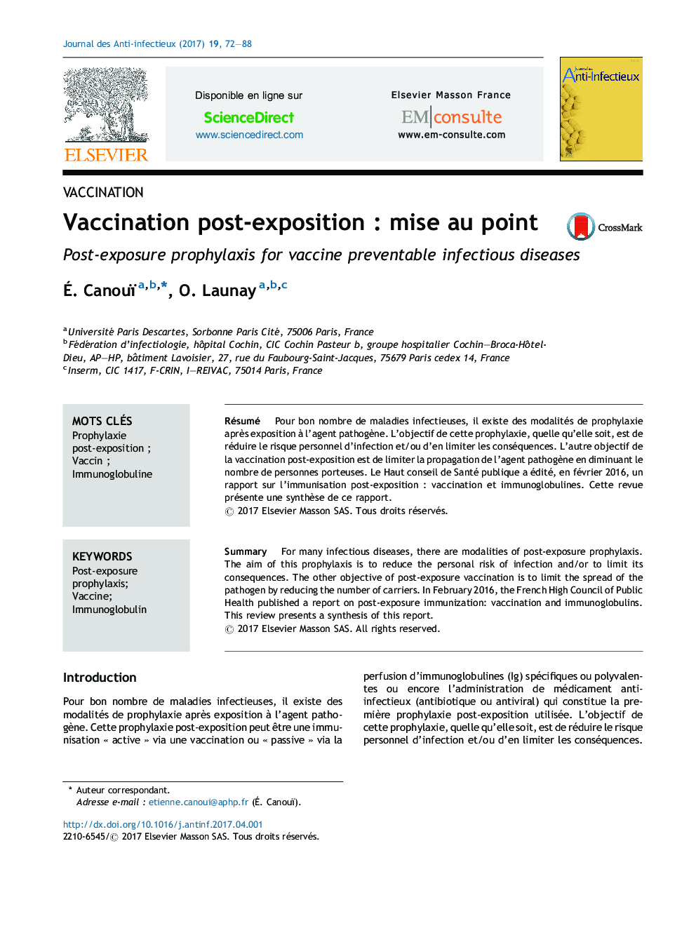 Vaccination post-expositionÂ : mise au point