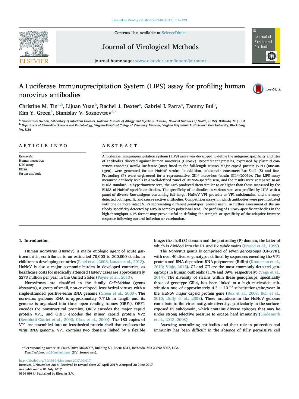 A Luciferase Immunoprecipitation System (LIPS) assay for profiling human norovirus antibodies