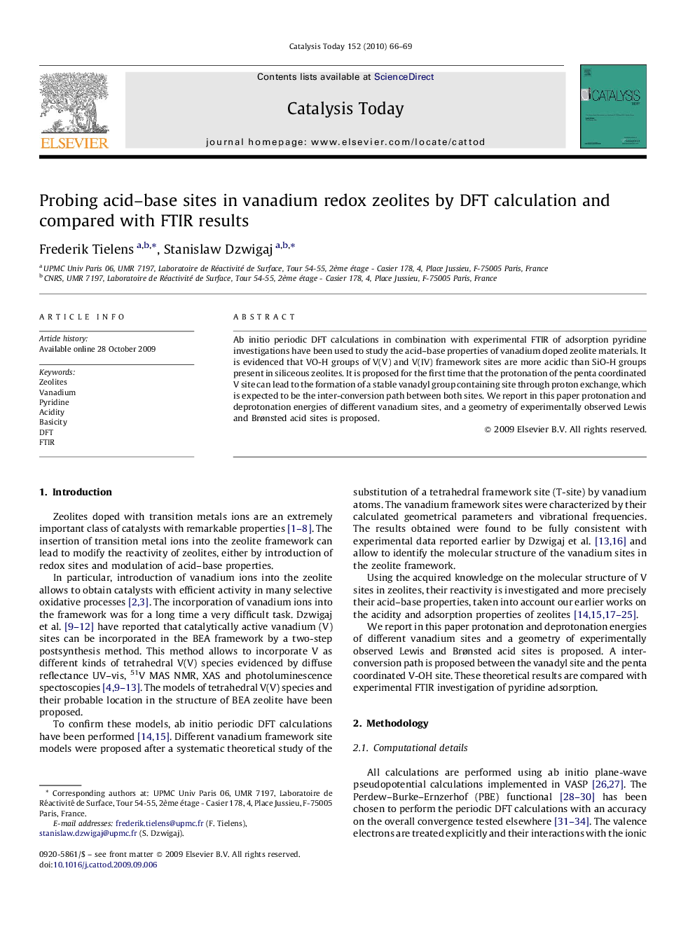 Probing acid–base sites in vanadium redox zeolites by DFT calculation and compared with FTIR results