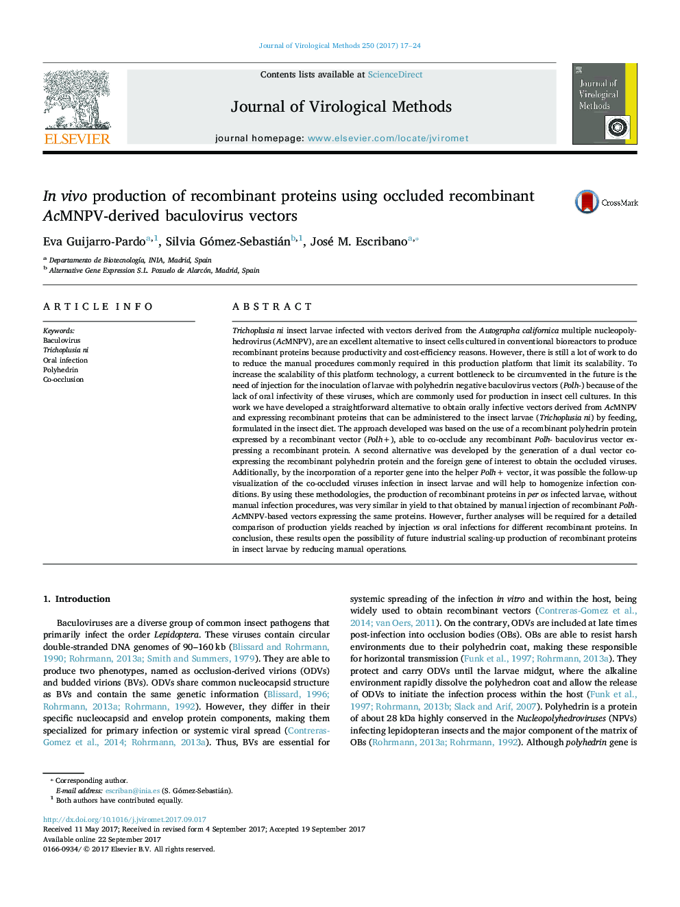 In vivo production of recombinant proteins using occluded recombinant AcMNPV-derived baculovirus vectors