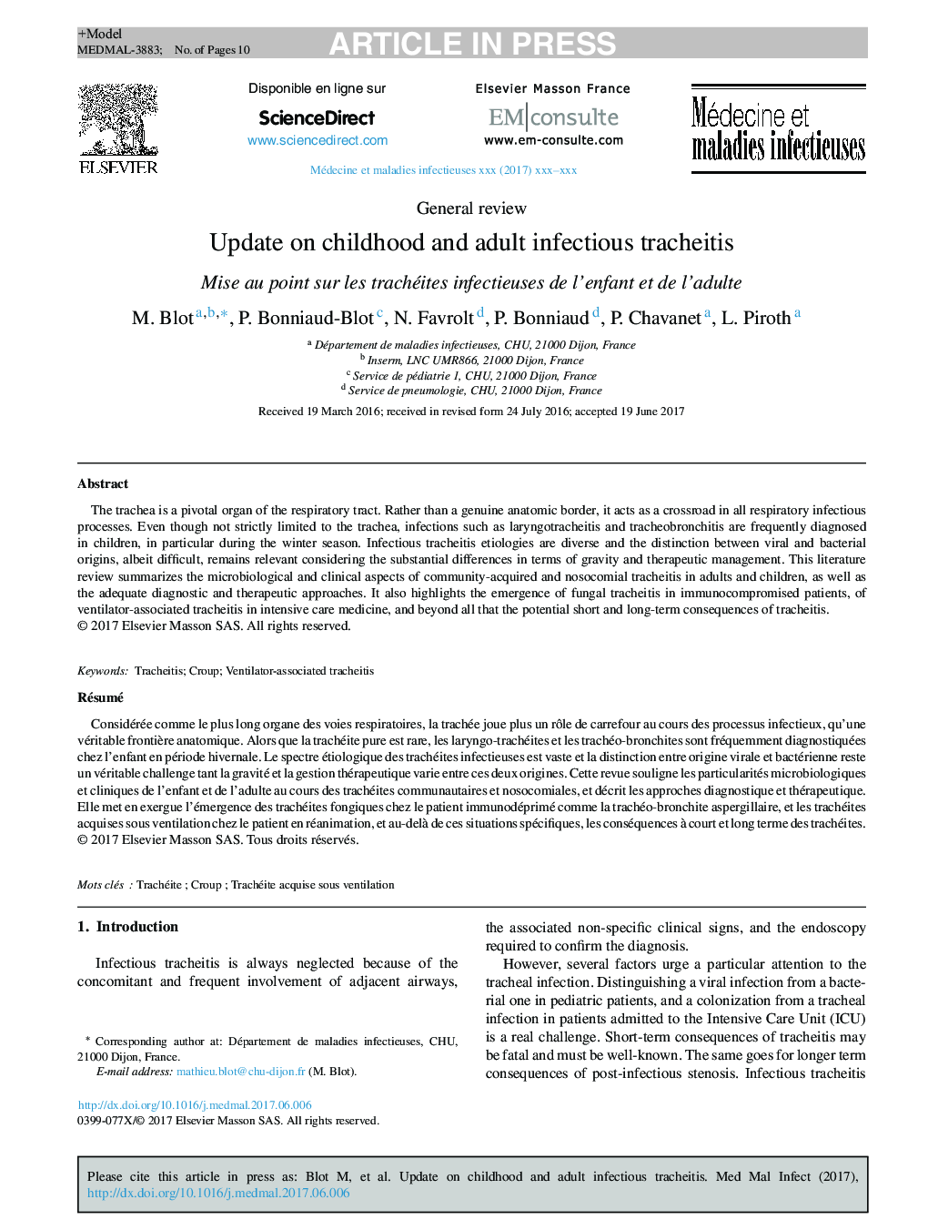 Update on childhood and adult infectious tracheitis