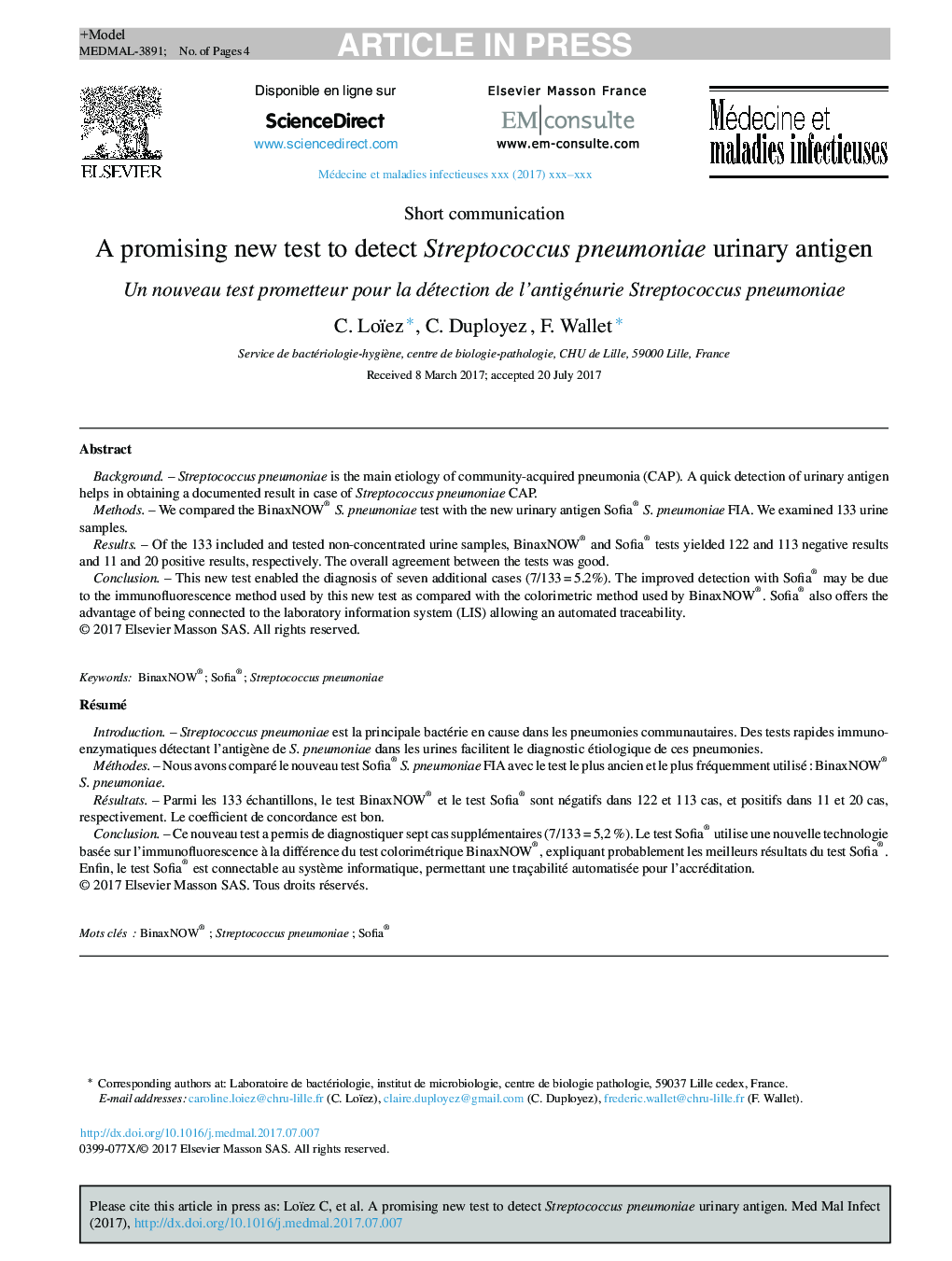 A promising new test to detect Streptococcus pneumoniae urinary antigen