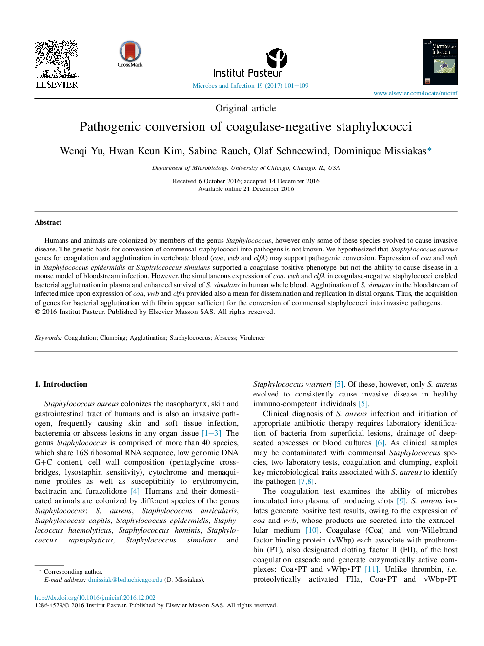 Pathogenic conversion of coagulase-negative staphylococci