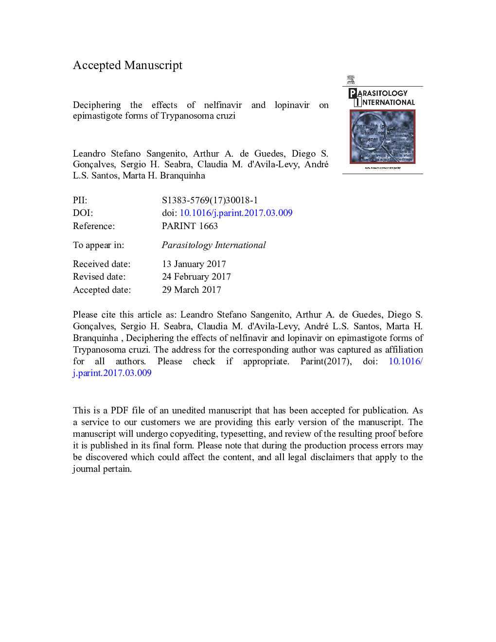 Deciphering the effects of nelfinavir and lopinavir on epimastigote forms of Trypanosoma cruzi