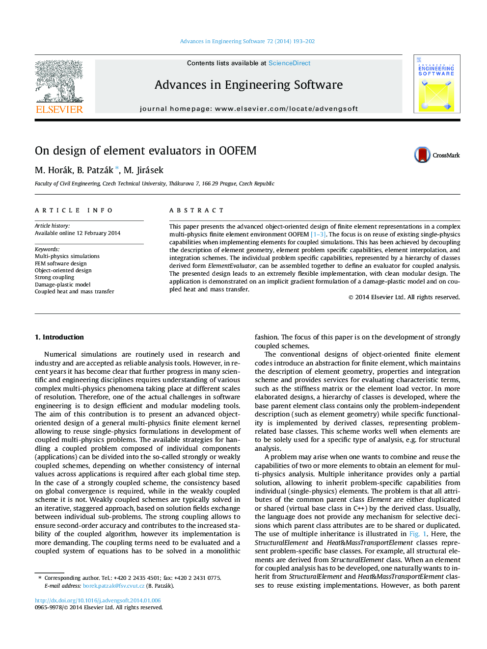 On design of element evaluators in OOFEM