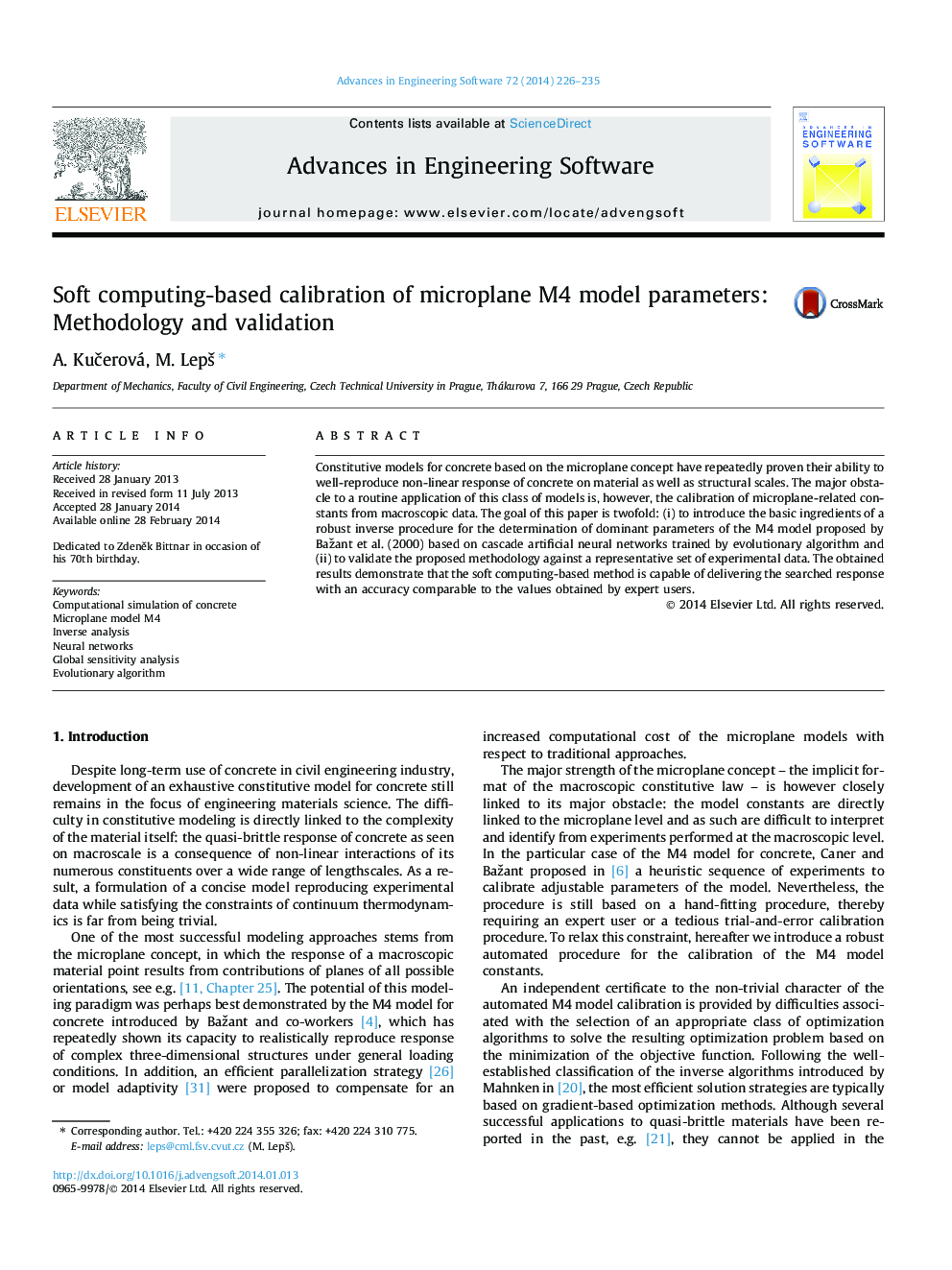 Soft computing-based calibration of microplane M4 model parameters: Methodology and validation