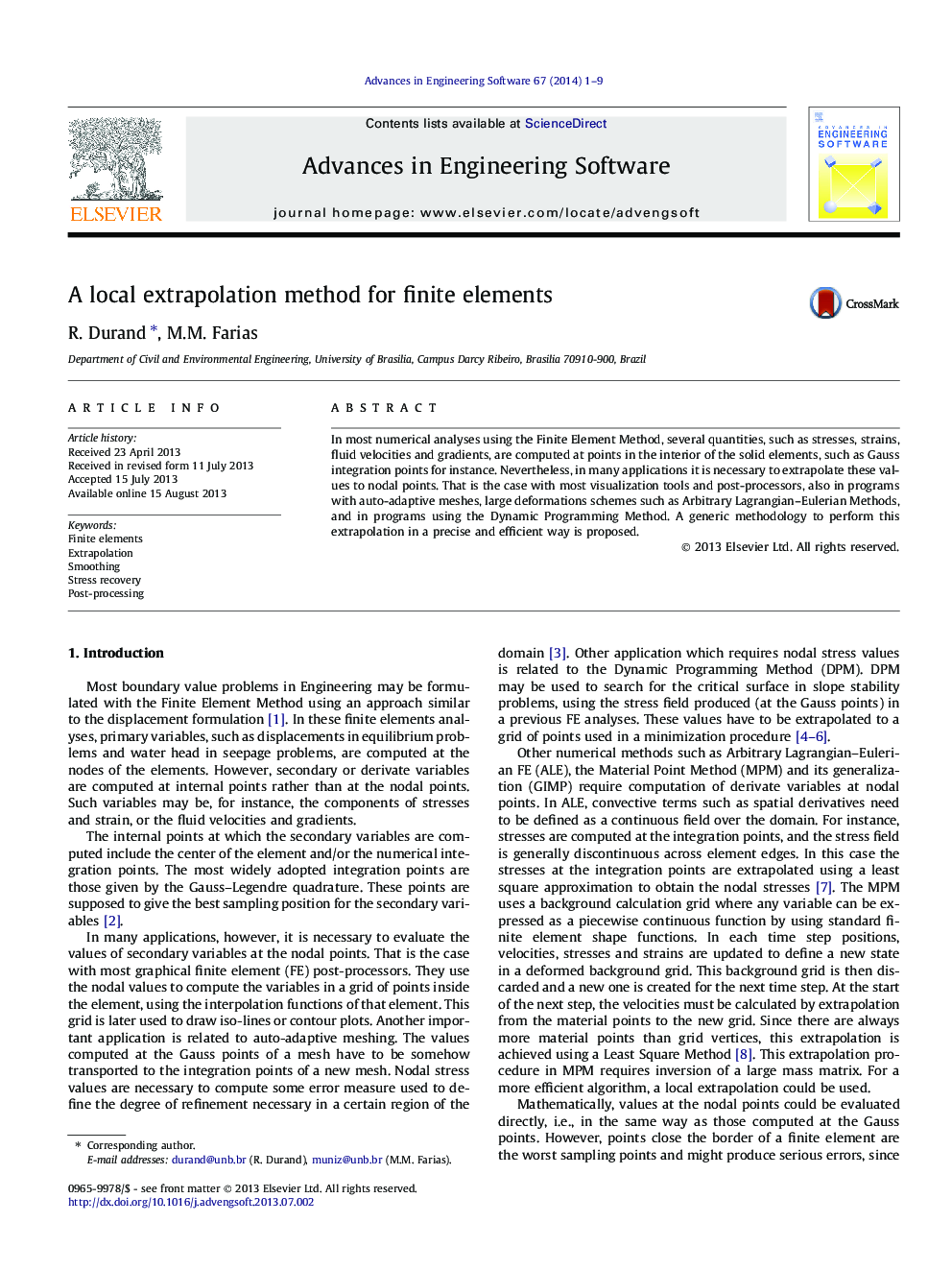 A local extrapolation method for finite elements