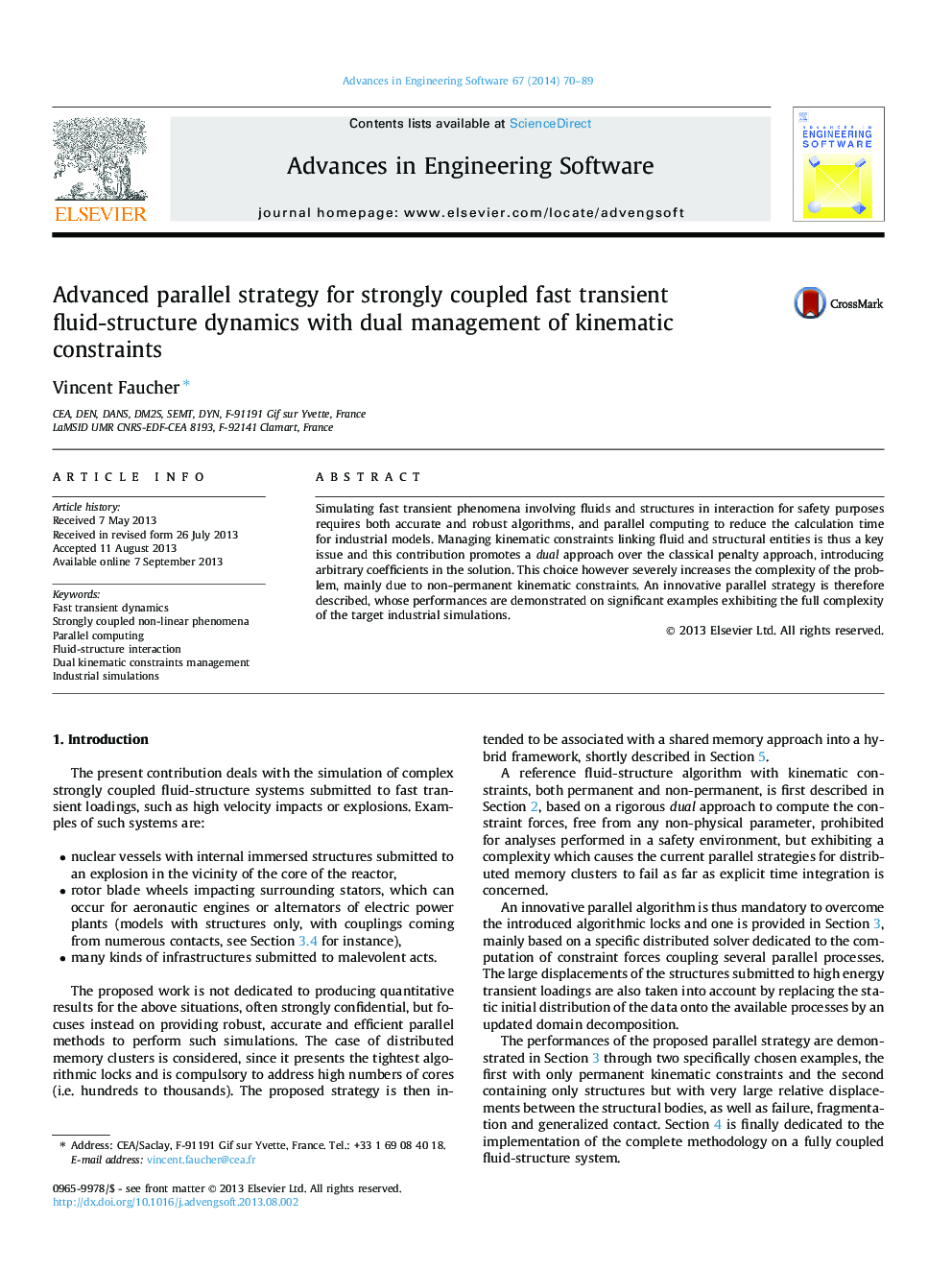 Advanced parallel strategy for strongly coupled fast transient fluid-structure dynamics with dual management of kinematic constraints