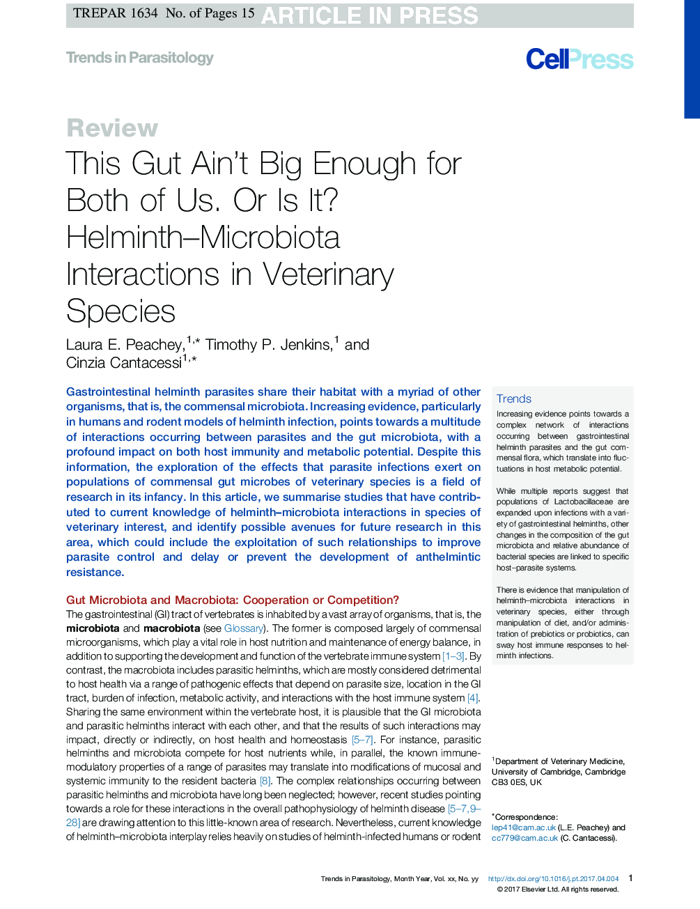 This Gut Ain't Big Enough for Both of Us. Or Is It? Helminth-Microbiota Interactions in Veterinary Species