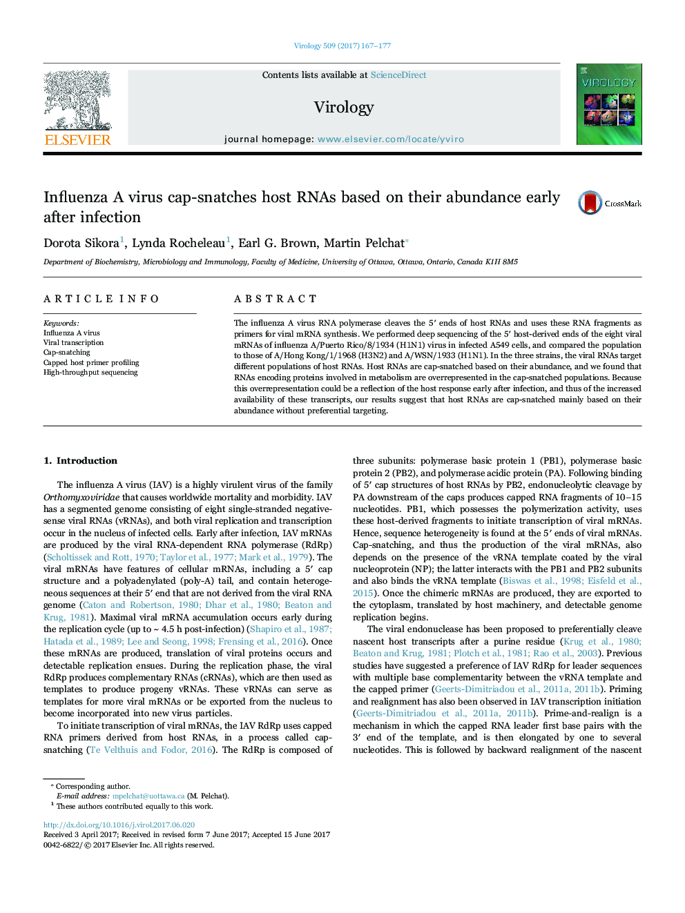 Influenza A virus cap-snatches host RNAs based on their abundance early after infection