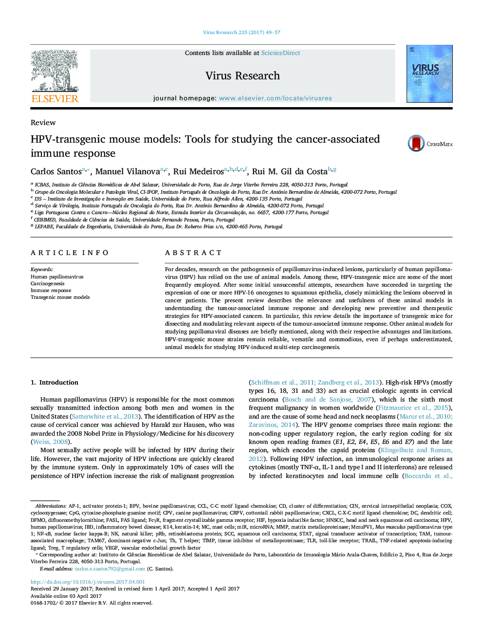 HPV-transgenic mouse models: Tools for studying the cancer-associated immune response