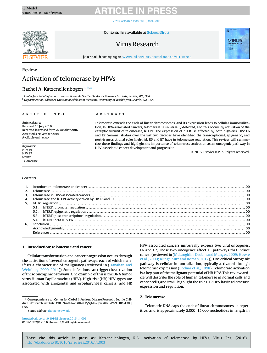 Activation of telomerase by HPVs