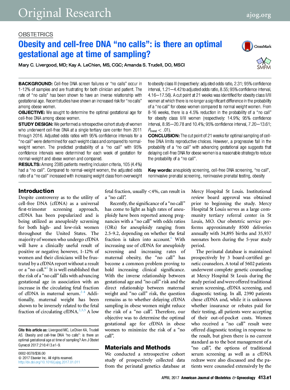 Obesity and cell-free DNA “no calls”: is there an optimal gestational age at time of sampling?