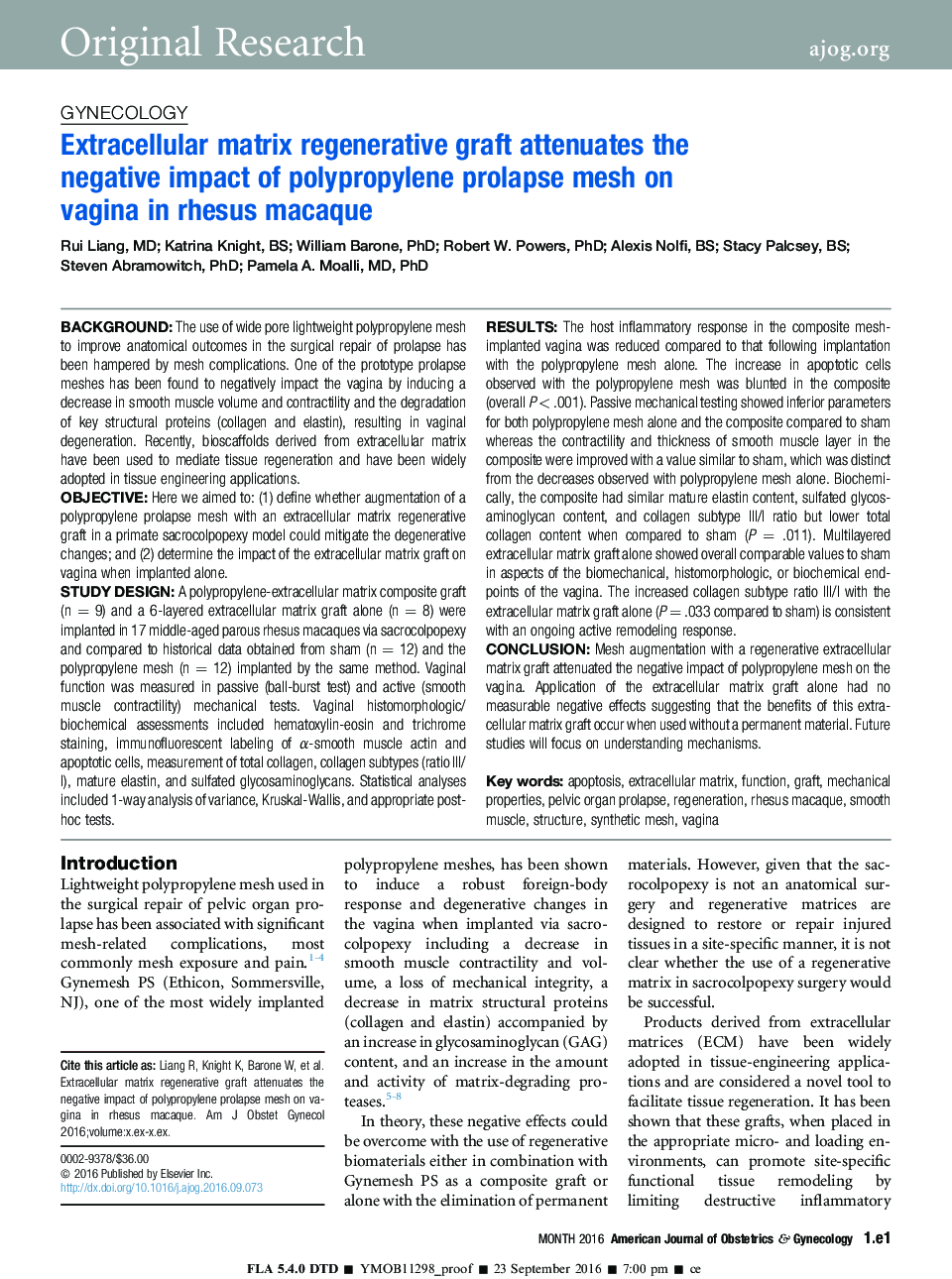 پیوند بازسازی کننده ماتریکس غیر سلولی، تاثیر منفی مش پرولاپس پلی پروپیلن را در واژن آآآ در رشت مازک کاهش می دهد 