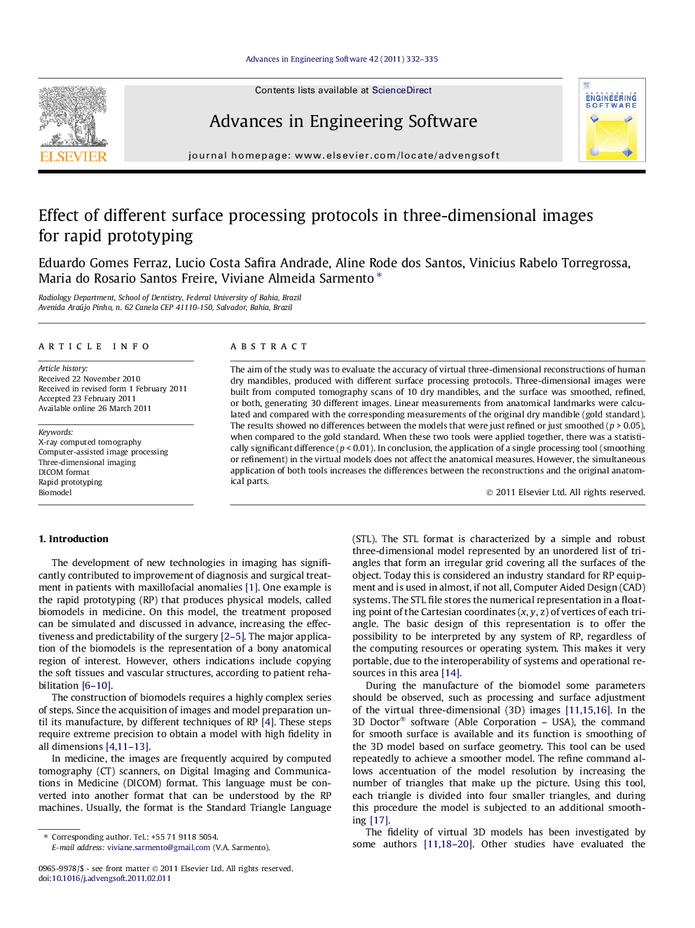 Effect of different surface processing protocols in three-dimensional images for rapid prototyping