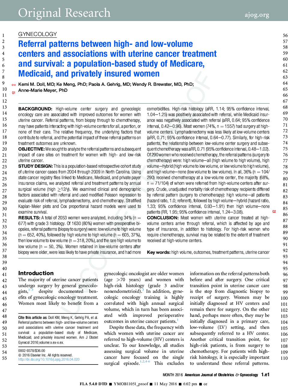 Referral patterns between high- and low-volume centers and associations with uterine cancer treatment and survival: a population-based study of Medicare, Medicaid, and privately insuredÂ women