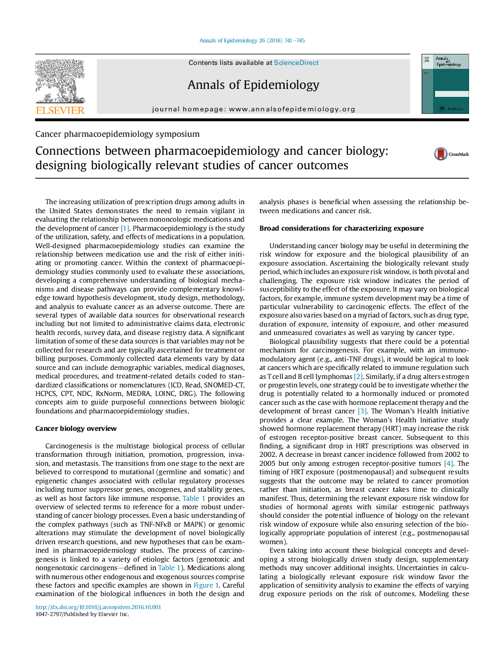 Connections between pharmacoepidemiology and cancer biology: designing biologically relevant studies of cancer outcomes