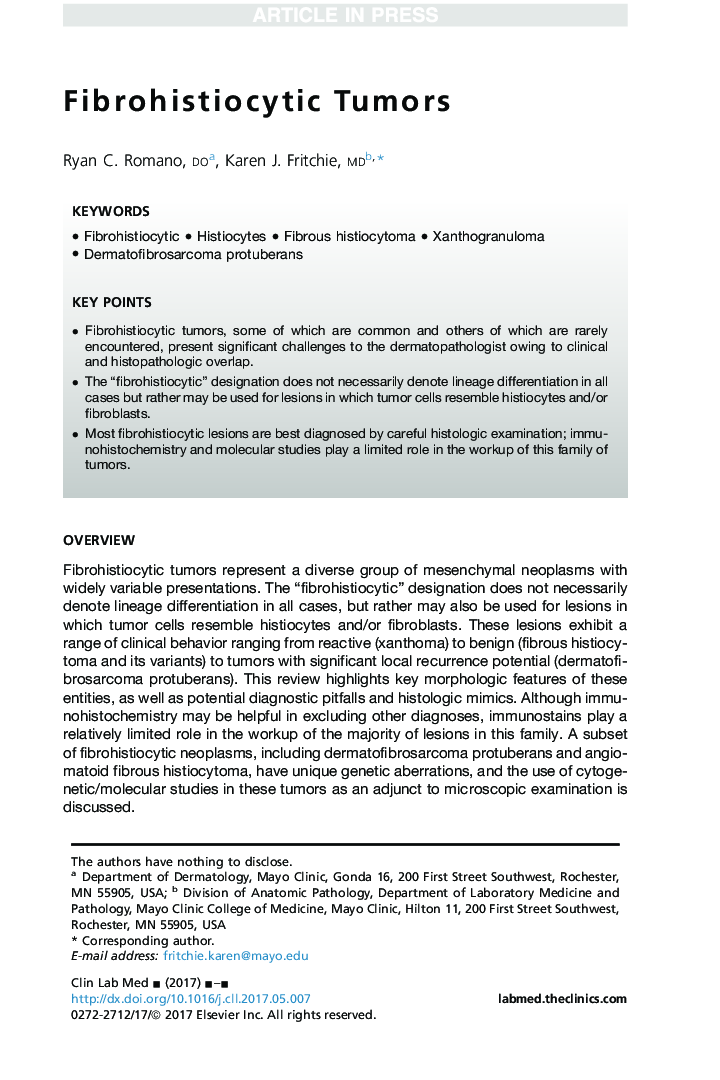 Fibrohistiocytic Tumors