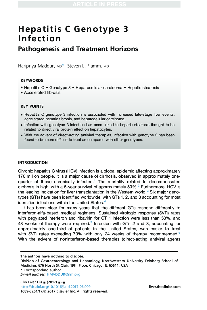 Hepatitis C Genotype 3 Infection