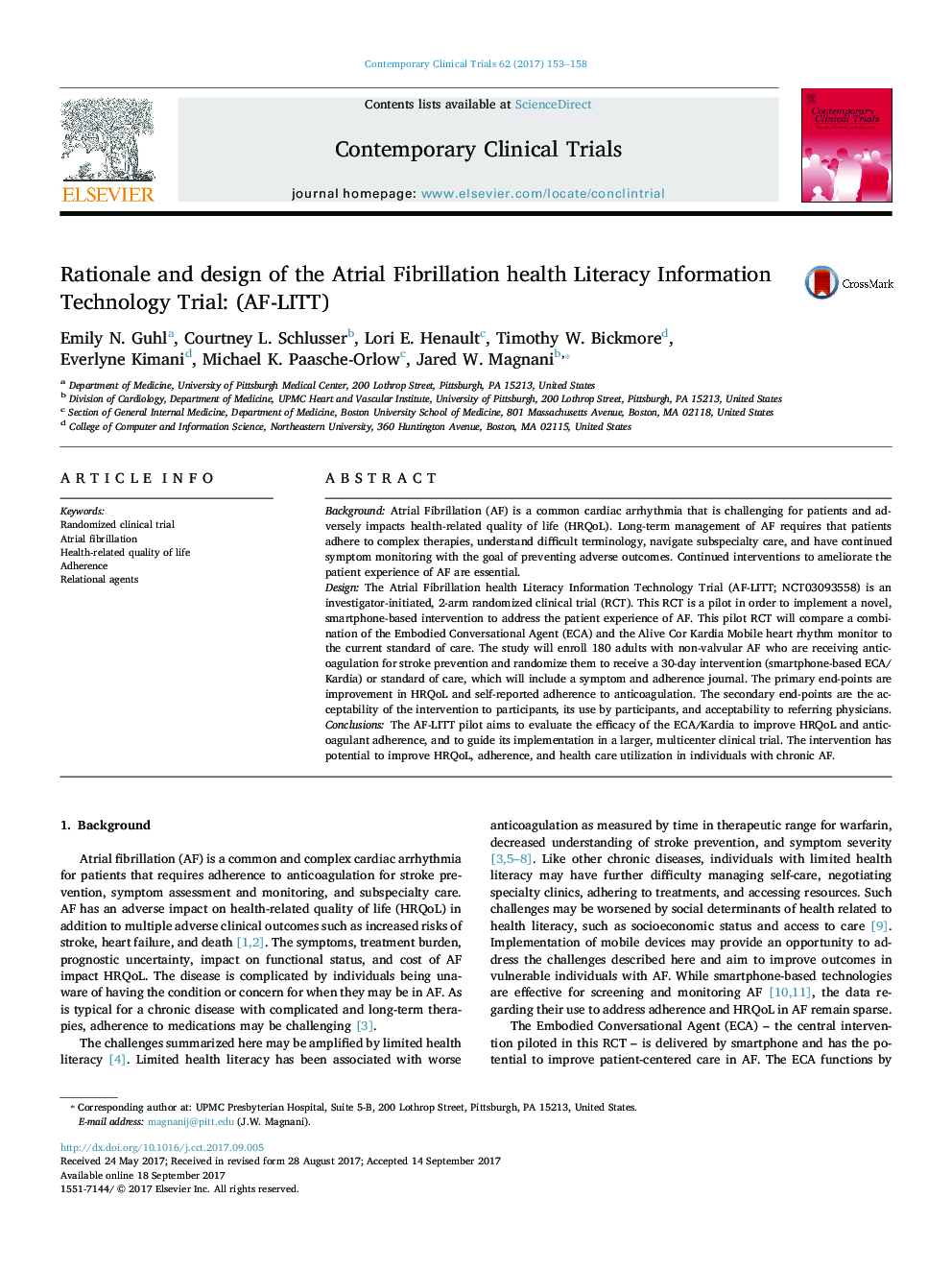 Rationale and design of the Atrial Fibrillation health Literacy Information Technology Trial: (AF-LITT)