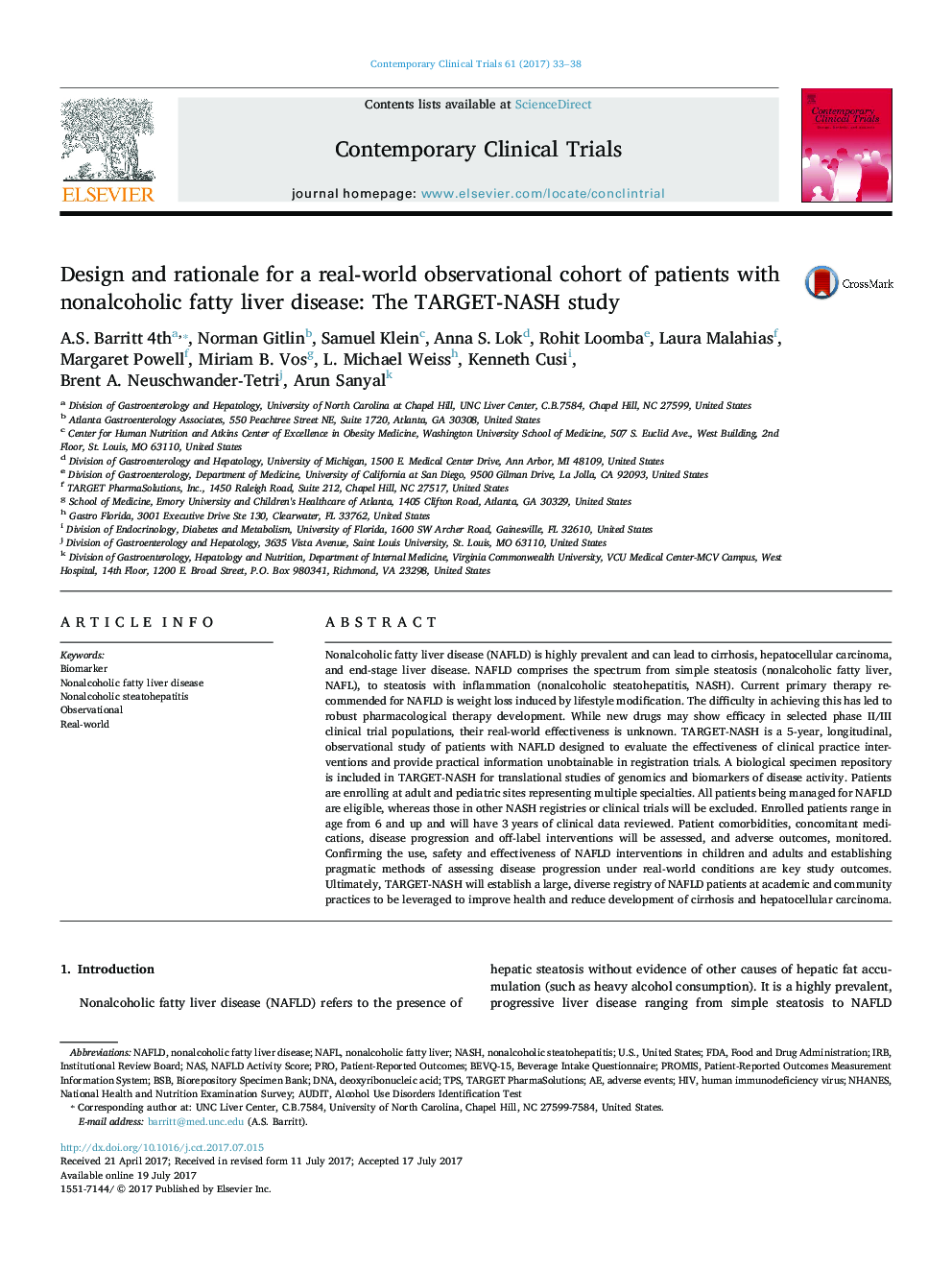 Design and rationale for a real-world observational cohort of patients with nonalcoholic fatty liver disease: The TARGET-NASH study