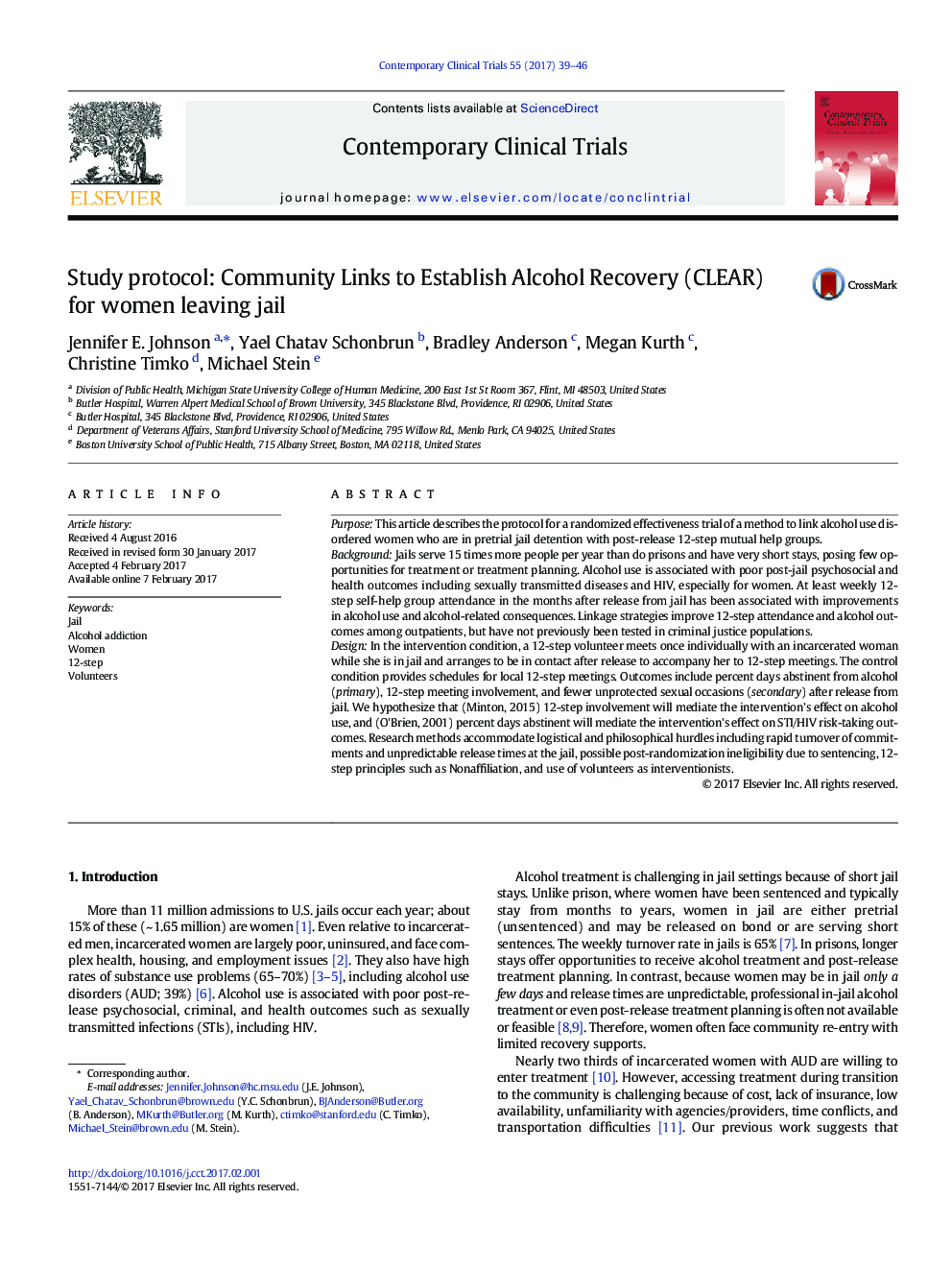 Study protocol: Community Links to Establish Alcohol Recovery (CLEAR) for women leaving jail