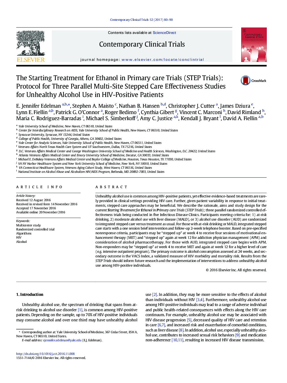 The Starting Treatment for Ethanol in Primary care Trials (STEP Trials): Protocol for Three Parallel Multi-Site Stepped Care Effectiveness Studies for Unhealthy Alcohol Use in HIV-Positive Patients